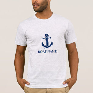 T-shirt Gris nautique de corde d'Ancre de nom de bateau