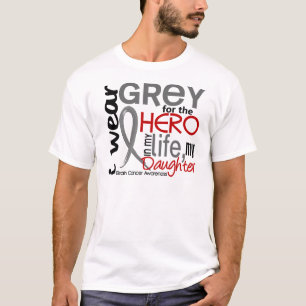 T-shirt Gris pour mon cancer du cerveau de fille du héros
