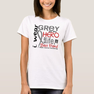 T-shirt Gris pour mon cancer du cerveau de meilleur ami du