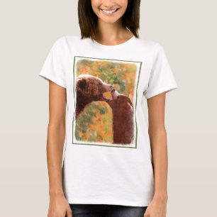 T-shirt Grizzly Bear Mom and Cub Painting - Wildlife Art