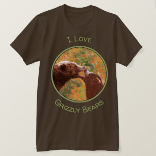 T-shirt Grizzly Bear Mom and Cub Painting - Wildlife Art