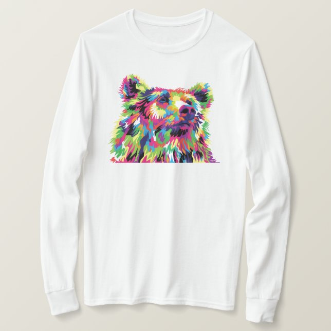 T-shirt Grizzly ours pop art coloré (Design devant)