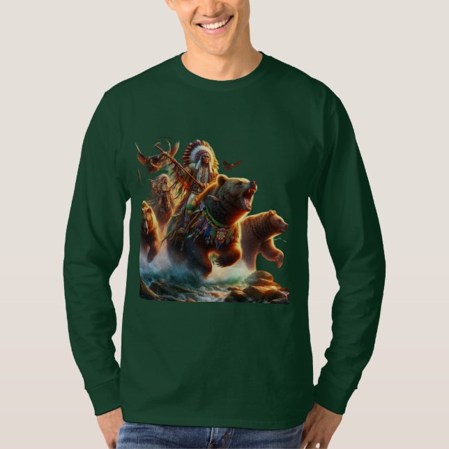 T-shirt GrizzlyChef Riding Grizzly Bear (Devant)