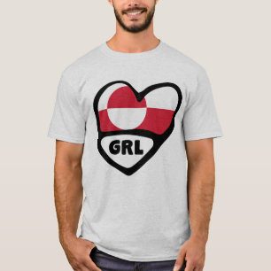 T-shirt Groenland Code du pays Drapeau Cardiaque Badge, GR