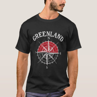 T-shirt Groenland Drapeau Tour Compass Voyage Souvenir Gre