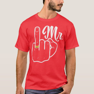 T-shirt Groom Juste Marié Mariage Lune de miel Anneau Doig