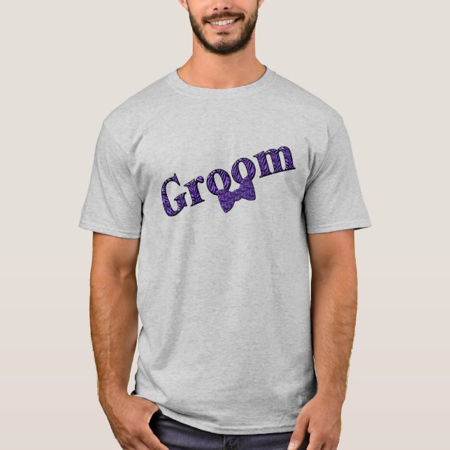 T-shirt Groom Purple Zebra Print Wedding Party (Devant)