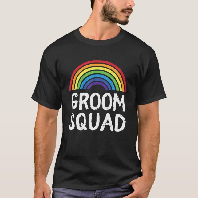 T-shirt Groom Squad Pride Mariage LGBT Gay Bachelor Party (Devant)