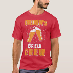 T-shirt Grooms Brew Crew Funny Groomsman Beer Team Bachelo