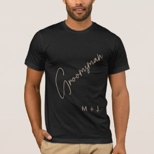 T-shirt Groomsman moderne   Beige + noir
