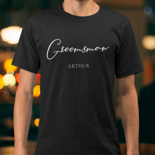 T-shirt Groomsman Personnalisé Chic Moderne Bachelor Party