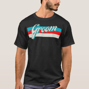 T-shirt Groomsmen Rétro Striped Groom Engagé Brid Mariage