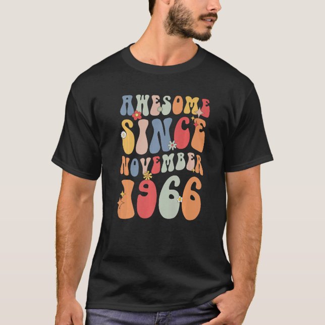 T-shirt Groovy Awesome Since November 1966 Retro  56th (Devant)
