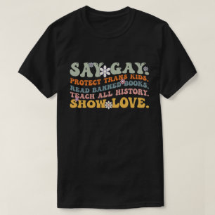 T-shirt Groovy Dis Gay Protéger Les Enfants Trans Lire Liv