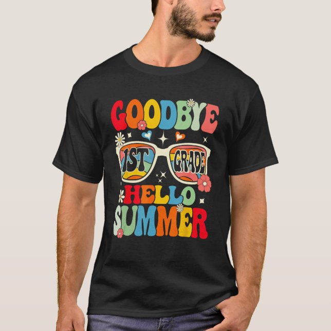 T-shirt Groovy Goodbye 1st Grade Graduation Hello Summer K (Devant)
