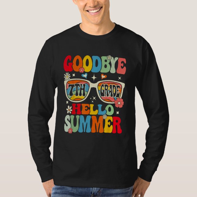 T-shirt Groovy Goodbye 7th Grade Graduation Hello Summer K (Devant)