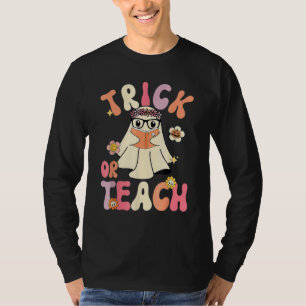 T-shirt Groovy Halloween Trick or Teach Rétro Fleur Fantôm