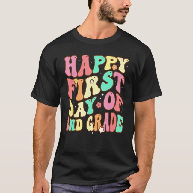 T-shirt Groovy Happy First Day of 2nd Grade Welcome Back t (Devant)