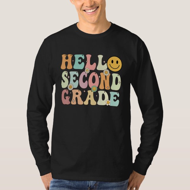 T-shirt Groovy Hello 2nd Second Grade Back To School Teach (Devant)
