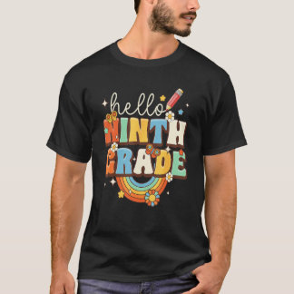 T-shirt Groovy Hello Ninth Grade Vibes Retro Teacher Back 