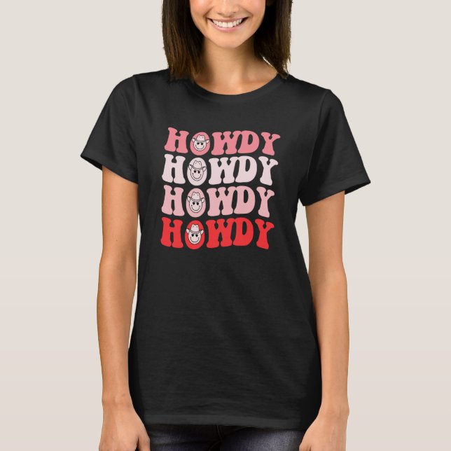 T-shirt Groovy Howdy Rodeo Western Country Southern Cowgir (Devant)