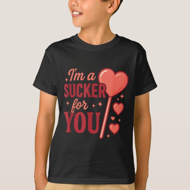 T-shirt Groovy I'm A Sucker For You Retro Heart Candy Vale (Devant)