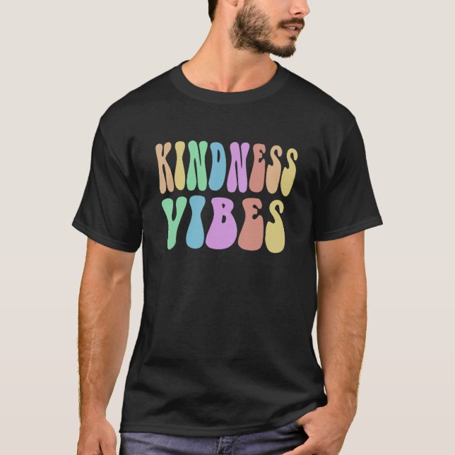 T-shirt Groovy KINDNESS VIBES Choose Retro Be Kind Ninja A (Devant)