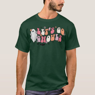 T-shirt Groovy Let's Go Ghouls Floral Ghost Hippie Hallowe