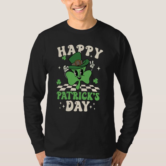 T-shirt Groovy Lucky Shamrock Happy St Patrick's Day C Iri (Devant)
