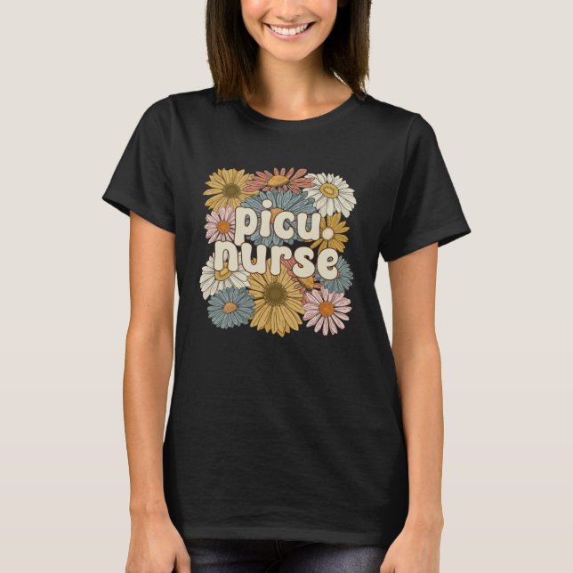 T-shirt Groovy PICU Nurse Pediatric Intensive Care Unit (Devant)