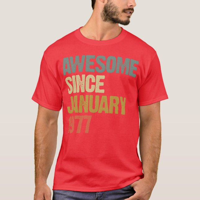 T-shirt Groovy Retro Awesome Since January 1977 family (Devant)