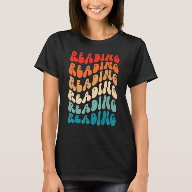 T-shirt Groovy Retro Reading Retro 70s Hippie Boho Wavy Vi (Devant)