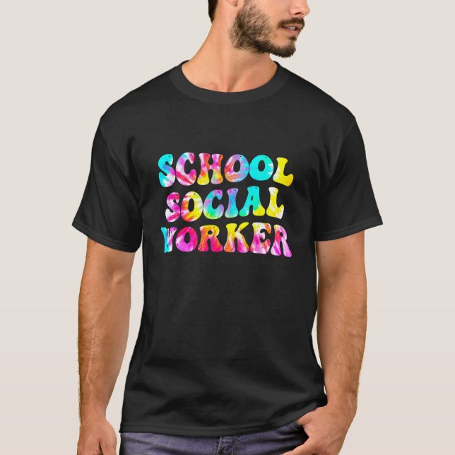 T-shirt Groovy School Social Worker Tie Dye Appreciation S (Devant)