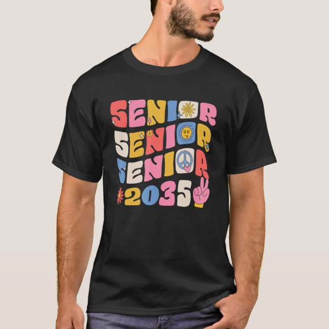 T-shirt Groovy Senior 2035 Graduation Back To School Class (Devant)