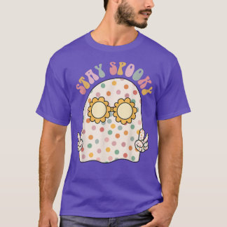 T-shirt Groovy Stay Spooky Cute Ghost Floral Glasses Funny