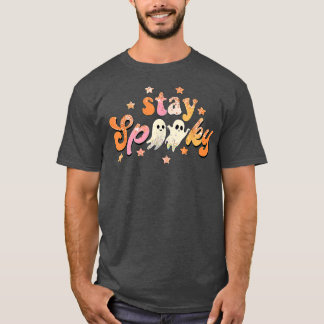 T-shirt Groovy Stay Spooky Vibes Retro Floral Ghost Hippie