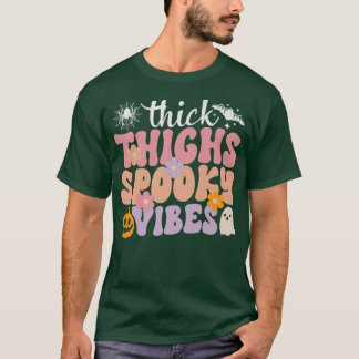 T-shirt Groovy Thick Thighs Spooky Vibes Cute Ghost Hippie