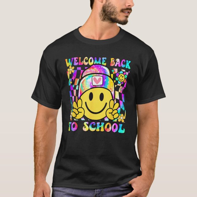 T-shirt Groovy Welcome Back To School Tie Dye Teacher Stud (Devant)