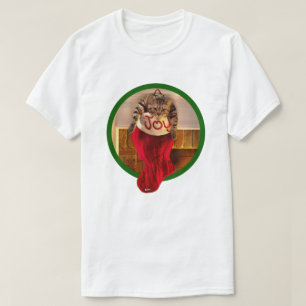 T-shirt Gros chat dans le bas de Noël