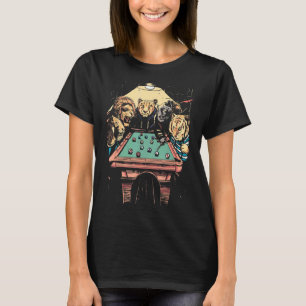 T-shirt Gros chats jouant au billard américain 8 Ball Anim