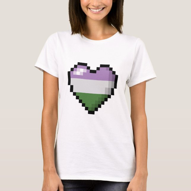 T-shirt Gros Coeur Pixel Design dans le drapeau de la fier (Devant)