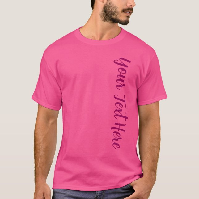 T-shirt Gros gros texte de police Mens Moderne Wow rose Él (Devant)