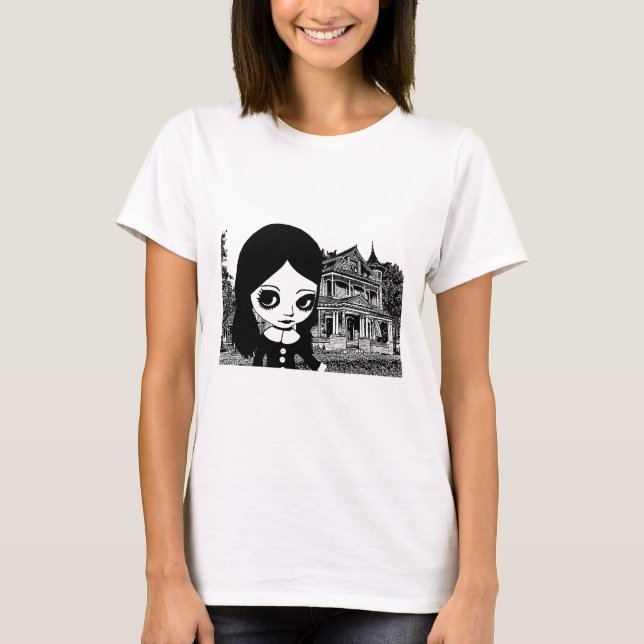 T-shirt Gros oeil Goth girl Maison hantée Art original (Devant)