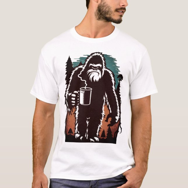 T-shirt gros pied grincheux avec du café "Laisse-moi tranq (Devant)