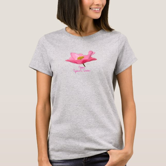 T-shirt Gros plan sur le pavot rose (Devant)