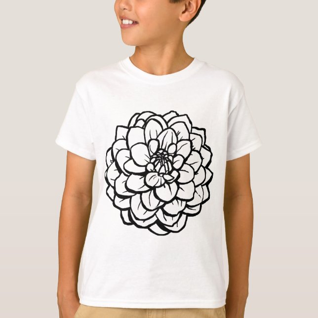 T-shirt Gros ston et encre Dahlia - noir sur blanc (Devant)