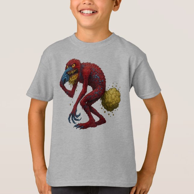 T-shirt Gross Out Monster Farting Nose-Picking Creature (Devant)