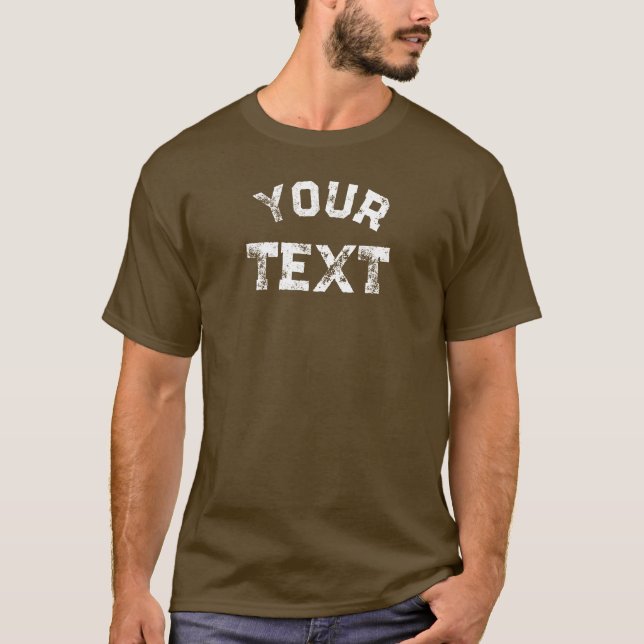 T-shirt Grosse Police Distressed Text Mens Design Brown Mo (Devant)