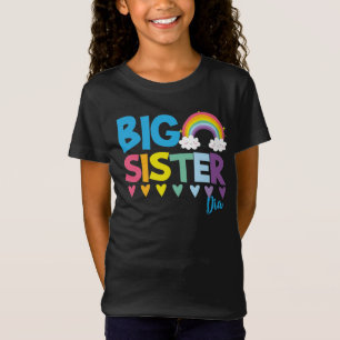T-Shirt Grosse soeur adorable arc-en-ciel et coeurs color