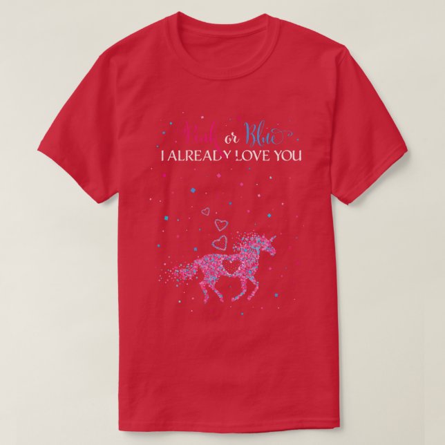 T-shirt Grossesse de la licorne révélatrice de genre (Design devant)